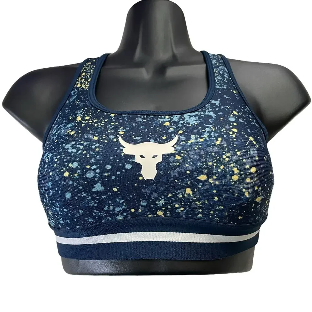 Under Armour Womens Sports Cross Back Bra Size XS Project Rock Compression Navy